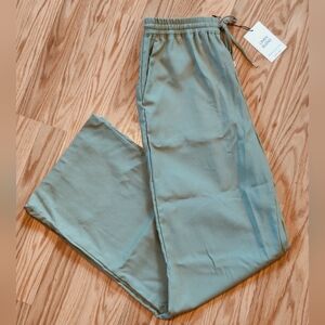 Sage Green Linen Blend Wide Leg Pants